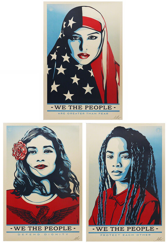 Shepard Fairey, ‘We the People (signed set of 3)’, 2017, Print, Offset lithograph, EHC Fine Art