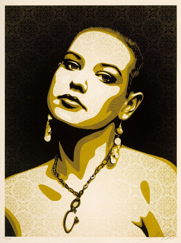 Shepard Fairey, ‘Jessica Portrait’, 2009, Print, Screenprint in colors on speckled cream paper, Heritage Auctions