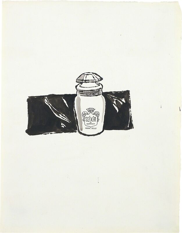 Andy Warhol, ‘Elixir de Markoff Royal Jelly’, circa 1960, Drawing, Collage or other Work on Paper, Ink on Strathmore paper, Phillips
