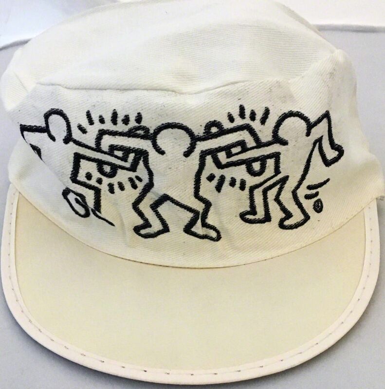 Keith Haring, ‘Keith Haring World Tour (hat)’, 1984, Ephemera or Merchandise, Embroidered stitching on white painter's style cap, Lot 180 Gallery