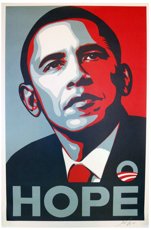 Shepard Fairey, ‘HOPE (hand signed paster version)’, 2008, Print, Offset lithograph, EHC Fine Art