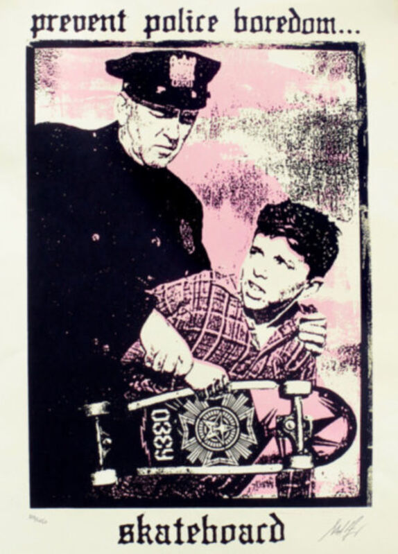 Shepard Fairey, ‘Prevent Police Boredom’, 2018, Print, Speckletone paper, AYNAC Gallery