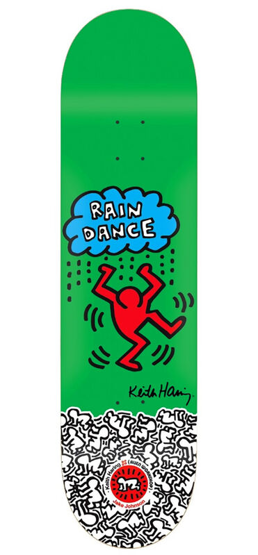 Keith Haring, ‘Keith Haring Rain Dance skateboard deck ’, ca. 2012, Ephemera or Merchandise, Silkscreen in colors on Maplewood Skateboard Deck, Lot 180 Gallery