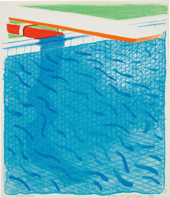 David Hockney, ‘Pool Made with Paper and Blue Ink for Book, from Paper Pools’, 1980, Print, Lithograph in colors, on Arches Cover paper, the full sheet., Phillips