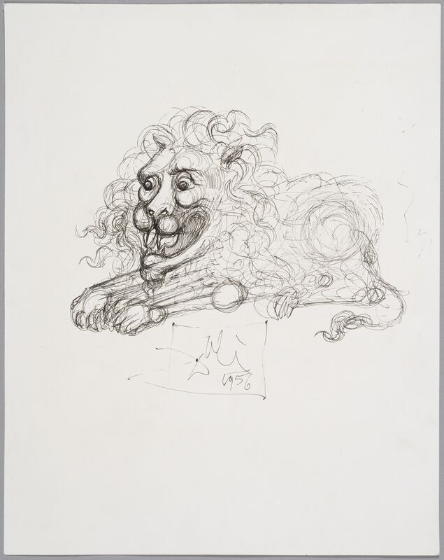 Salvador Dalí, ‘Le Lion’, 1956, Drawing, Collage or other Work on Paper, Pen and black ink on paper, Piano Nobile