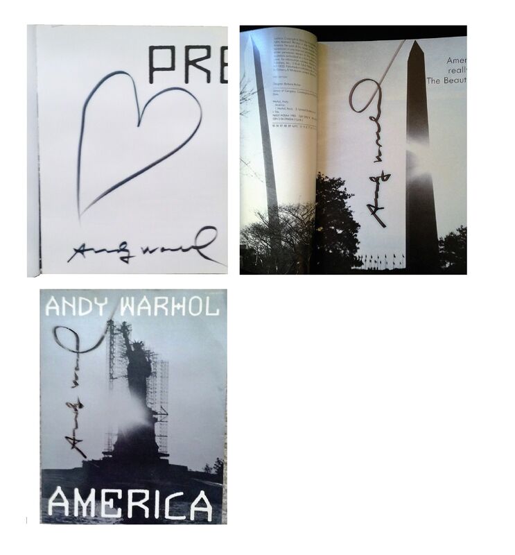 Andy Warhol, ‘"AMERICA" 2-Editions Signed, Heart Drawing ’, ca. 1980, Ephemera or Merchandise, Blk. marker on paper, VINCE fine arts/ephemera