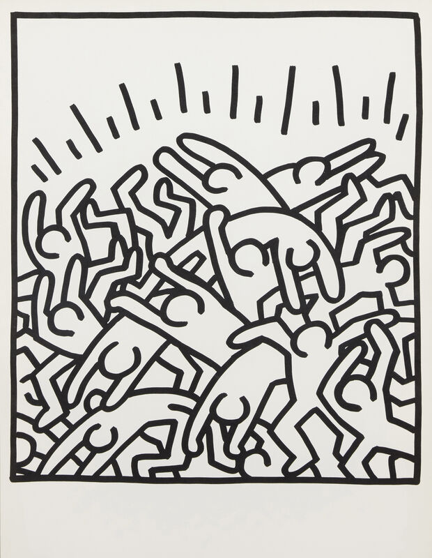 Keith Haring, ‘Untitled (dolphin and crowd)’, 1983, Print, Two lithographs on wove, Roseberys