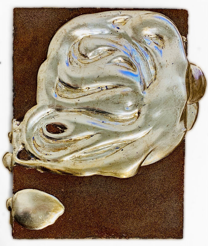 Nancy Lorenz, ‘White Gold and Iron Filings’, 2017, Mixed Media, White gold leaf, gesso, and iron filings on wood panel, Gavlak