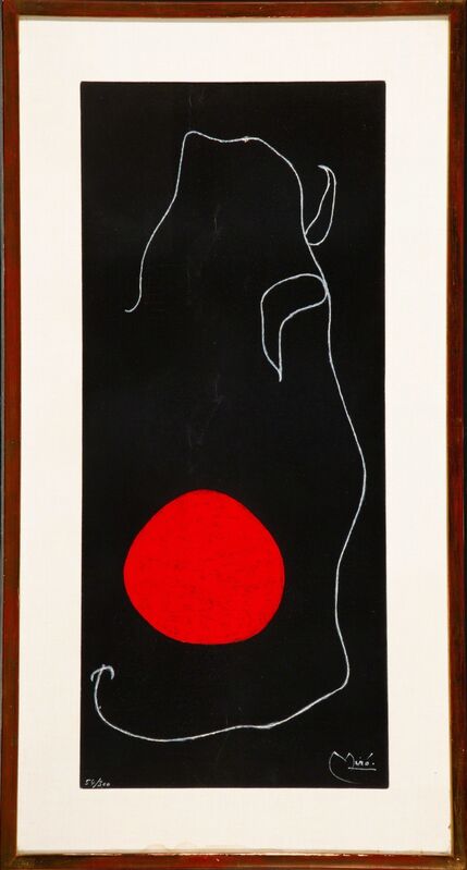 Joan Miró, ‘Oiseau Devant Le Soleil’, 1961, Print, Scattered heavy creases to the center of the image; white areas attenuated; moderate mat burns. Matted and framed under glass. <br>Framed Dimensions 38.5 X 20.75 Inches, Heritage Auctions