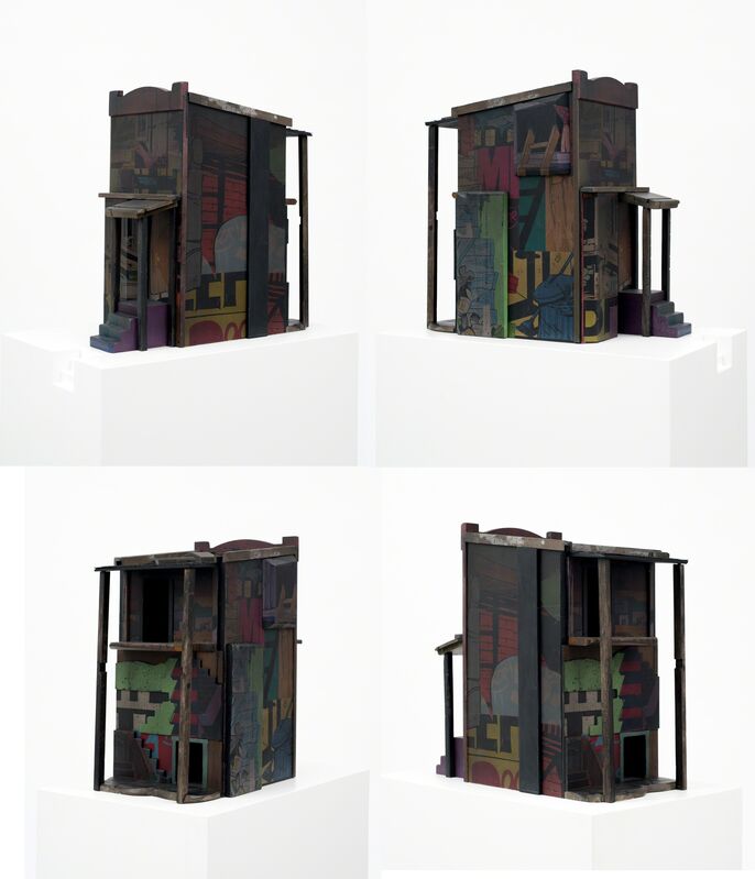 POSE, ‘Row House Small’, 2015, Sculpture, Mixed media and spray paint on wood with base, BEYOND THE STREETS