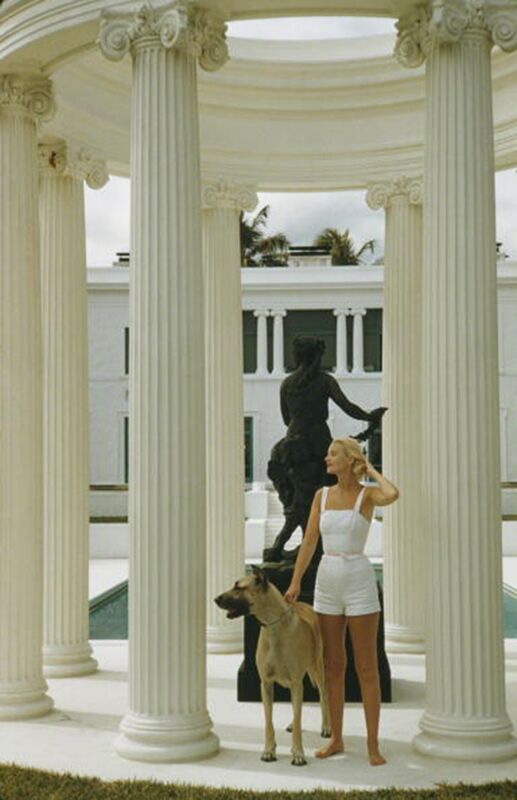 Slim Aarons, ‘C.Z. Guest, 1955: The American socialite with a Great Dane at her ocean-front estate, Villa Artemis, in Palm Beach’, 1955, Photography, C-Print, Staley-Wise Gallery