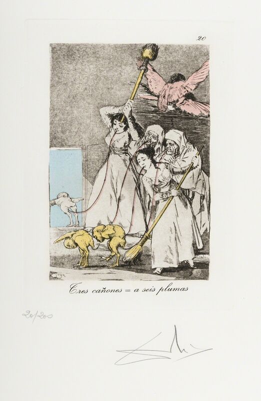 Salvador Dalí, ‘Plate 20 (From Les Caprices de Goya de Dali) (M & L 867)’, 1977, Print, Drypoint on heliogravure with stencil, Forum Auctions