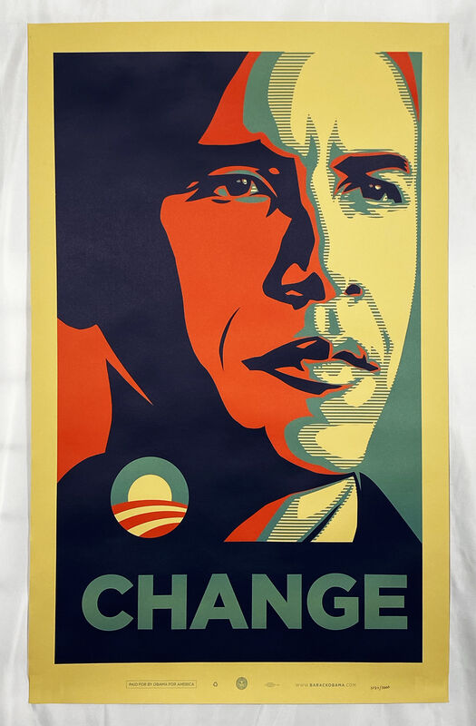 Shepard Fairey, ‘'Obama: Change'’, 2008, Print, Offset lithograph print on thick, natural watercolor fine art paper., Signari Gallery