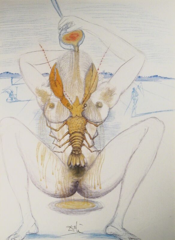 Salvador Dalí, ‘Nude and Lobster’, 1967, Print, Drypoint with added color, DTR Modern Galleries
