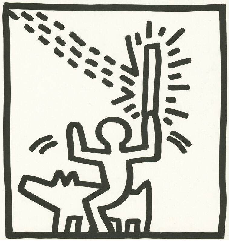 Keith Haring, ‘Keith Haring (untitled) figurative lithograph 1982 (Keith Haring prints)’, 1982, Ephemera or Merchandise, Offset lithograph, Lot 180 Gallery