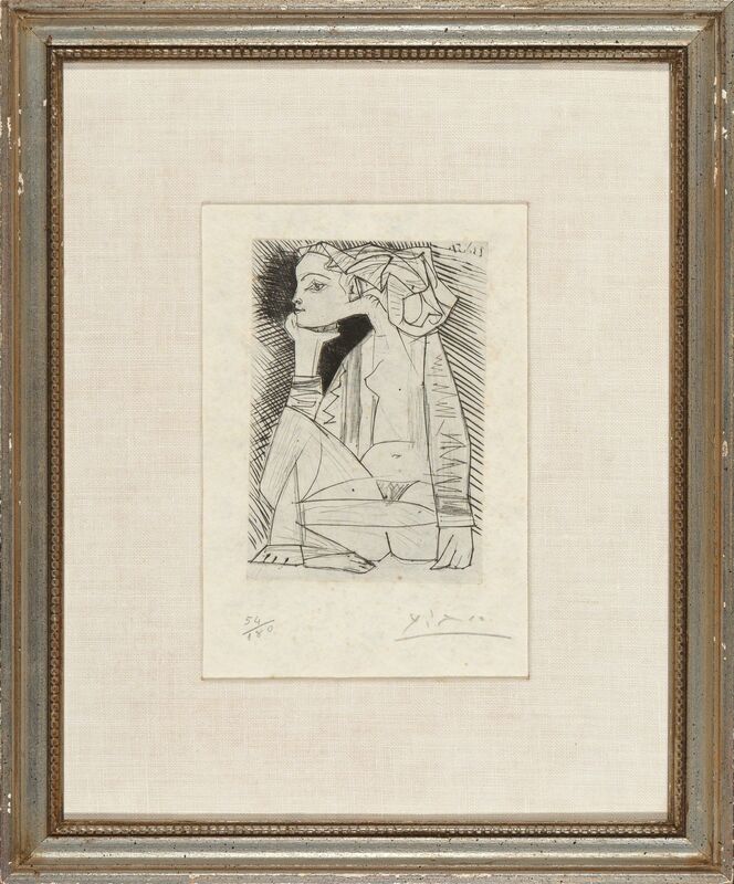 Pablo Picasso, ‘Femme assise en tailler: Geneviève Laporte, from Recordant el Doctor Reventós’, 1951, Print, Drypoint etching on japan nacré, Heritage Auctions
