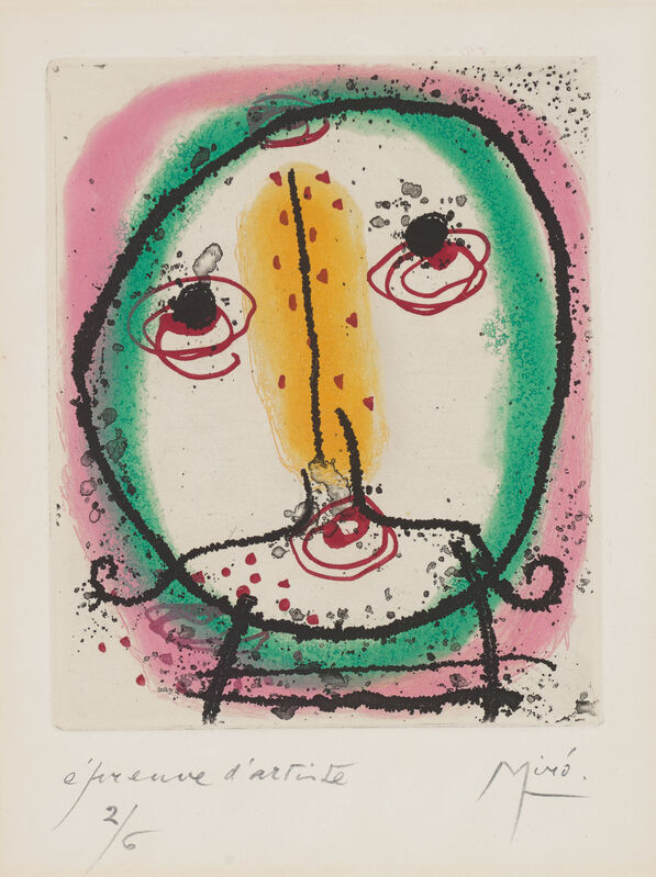 Joan Miró, ‘Suite - La Bague d'aurore (The Ring of Dawn): one plate’, 1957, Print, Etching and aquatint in colours, on BFK Rives paper, with full margins., Phillips