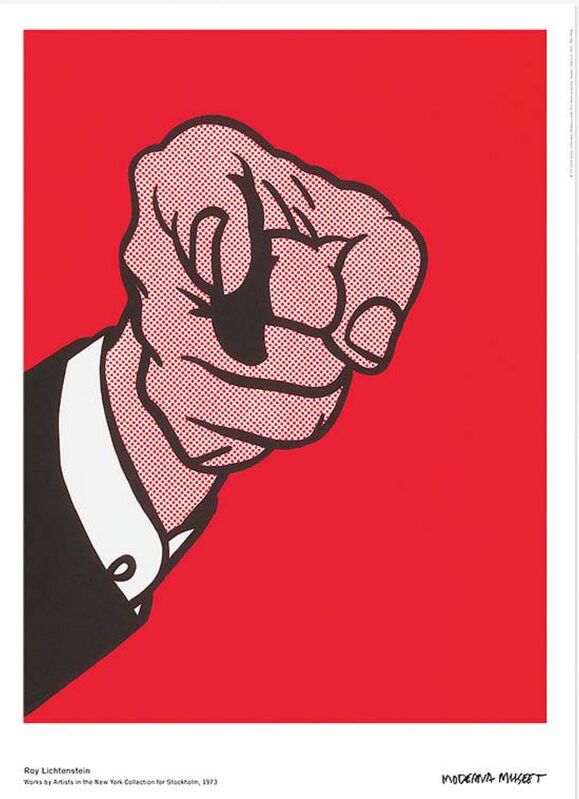 Roy Lichtenstein, ‘Finger Pointing, Works by Artists in the New York Collection for Stockholm, 1973’, 2009, Print, Offset lithograph poster, Alpha 137 Gallery