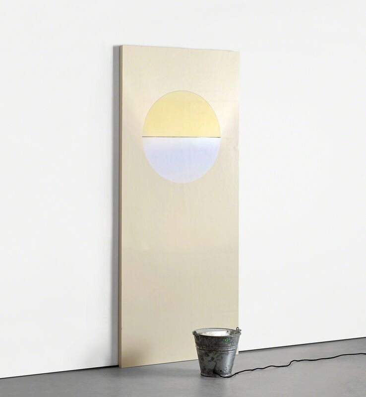 Olafur Eliasson, ‘Sunset Door, from Door Cycle’, 2006, Installation, Painted wooden door panel with curved colour effect glass filter and galvanised steel bucket with light fitting., Phillips