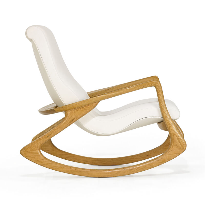 Vladimir Kagan, ‘Contour rocking chair, New York’, Design/Decorative Art, Sculpted oak, leather, Rago/Wright/LAMA