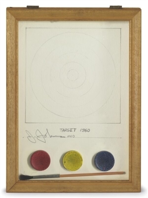 Jasper Johns, ‘Target’, Graphite, paint brush and dry watercolor cakes on paper in wood frame, Christie's