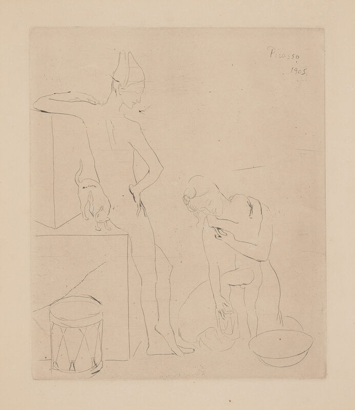 Pablo Picasso, ‘Le Bain, plate 12 from La Suite des Saltimbanques (The Bath, from The Acrobats Suite)’, 1905, Print, Drypoint, on Van Gelder Zonen paper, with full margins., Phillips