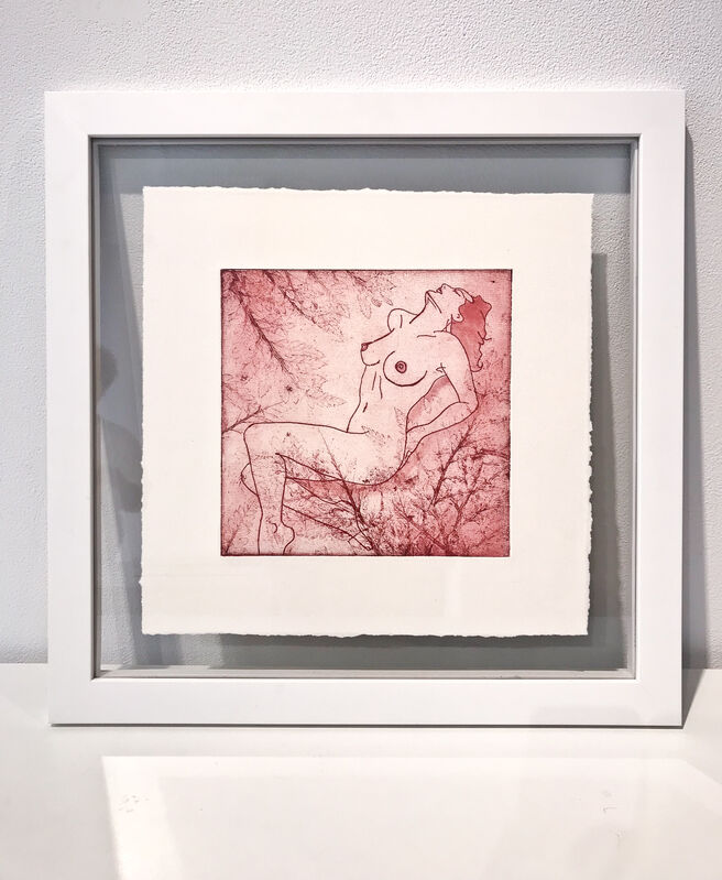 Indira Cesarine, ‘Girl in Red’, 2017, Drawing, Collage or other Work on Paper, Intaglio Etching and Watercolor on Cotton Paper, Framed, The Untitled Space