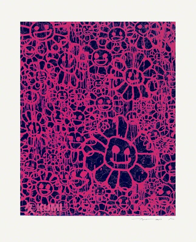 Takashi Murakami, ‘Murakami x MADSAKI Flowers Pink Black B’, 2017, Painting, Silkscreen, Kumi Contemporary / Verso Contemporary