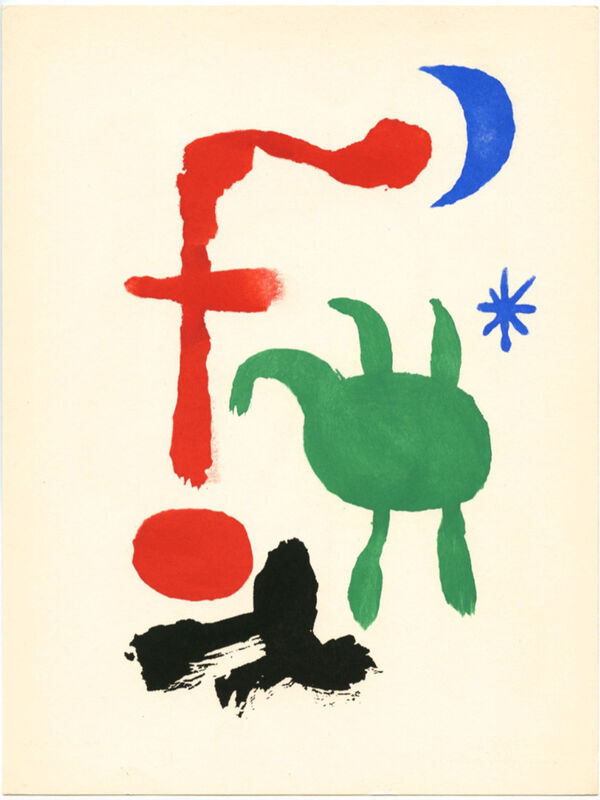 Joan Miró, ‘Femme et Oiseaux dans la Nuit’, 1947, Print, Pochoir in four colours on wove paper, Art Republic