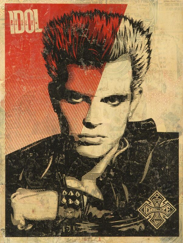 Shepard Fairey, ‘Billy Idol’, 2008, Mixed Media, HPM - Silkscreen and mixed media collage on paper, Julien's Auctions