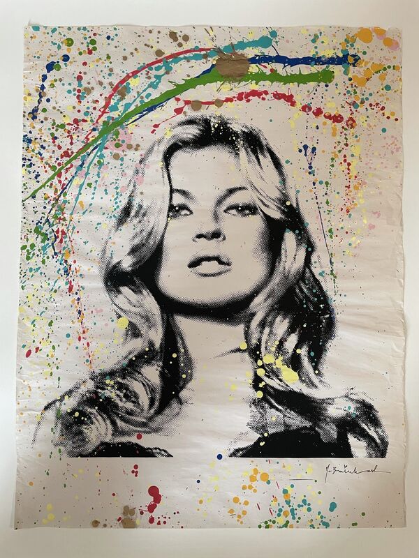 Mr. Brainwash, ‘Cover Girl Kate Moss’, 2011, Drawing, Collage or other Work on Paper, Screen print on paper, hand-painted/splattered with acrylic., Gallery 55 TLV
