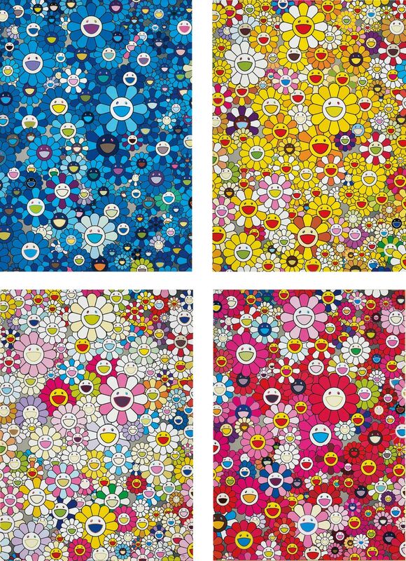 Takashi Murakami, ‘An Homage to IKB, 1957; An homage to Monogold 1960 A; An Homage to Yves Klein, Multicolor A; and An homage to Monopink 1960 A’, 2011-12, Print, Four offset lithographs in colours, on smooth wove paper, the full sheets., Phillips