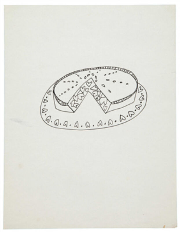 Andy Warhol, ‘Pie With Hearts’, 1951, Drawing, Collage or other Work on Paper, Ink on paper, Dean Borghi Fine Art