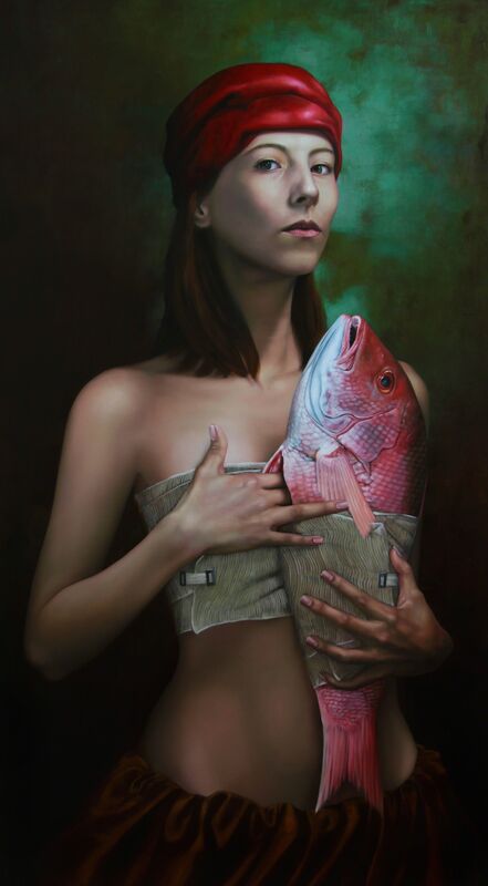 Enrique García Saucedo, ‘La tentación y el pez’, 2012, Painting, Oil on canvas, Galerie AM PARK