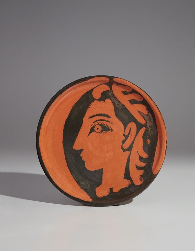 Pablo Picasso, ‘Jacqueline's profile (Profil de Jacqueline)’, 1962, Design/Decorative Art, Red earthenware round plate, painted in black with partial brushed glaze, Phillips