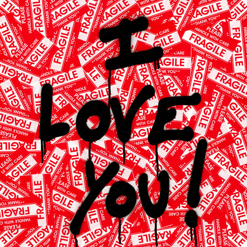 Mr. Brainwash, ‘I Love You!’, 2021, Mixed Media, Spray paint and stickers on paper, West Chelsea Contemporary