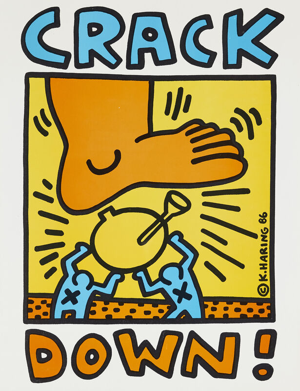 Keith Haring, ‘Crack Down!’, 1986, Print, Offset lithographic poster in colours on smooth wove, Roseberys