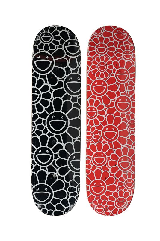 Takashi Murakami, ‘Flowers as OHANA-chang (red and black)’, 2017, Other, Two transfer printed skateboard decks, Rago/Wright/LAMA