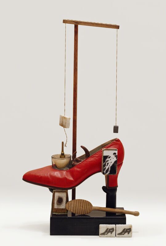 Salvador Dalí, ‘Objet Surréaliste à fonctionnement symbolique—le soulier de Gala (Surrealist object that functions symbolically—Gala’s Shoe)’, 1932/1975, Sculpture, Shoe, marble, photographs, clay, and mixed media, San Francisco Museum of Modern Art (SFMOMA) 