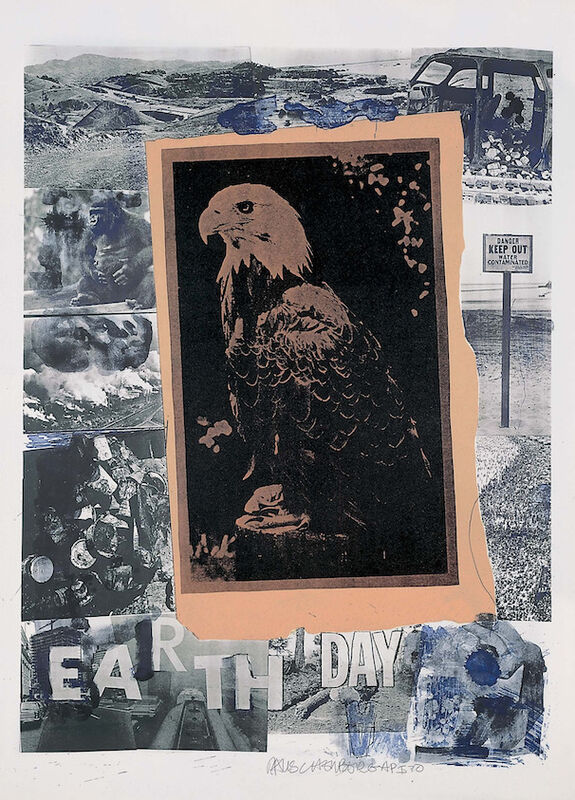 Robert Rauschenberg, ‘Earth Day’, 1970, Drawing, Collage or other Work on Paper, 7-color lithograph collage, Evelyn Aimis Fine Art