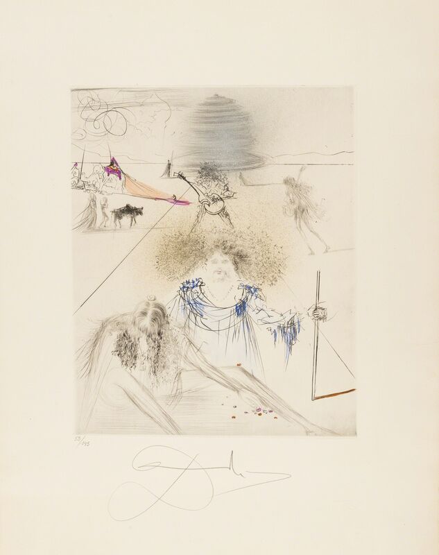 Salvador Dalí, ‘The Old Hippy (Field 69-13A; M&L 384a)’, 1969-1970, Print, Etching with drypoint and handcolouring, Forum Auctions