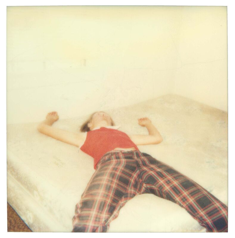 Stefanie Schneider, ‘Stefanie on bed looking quite dead (29 Palms, CA) ’, 1998, Photography, Analog C-Print, hand-printed by the artist on Fuji Crystal Archive Paper, based on a Polaroid, mounted on Aluminum with matte UV-Protection, Instantdreams
