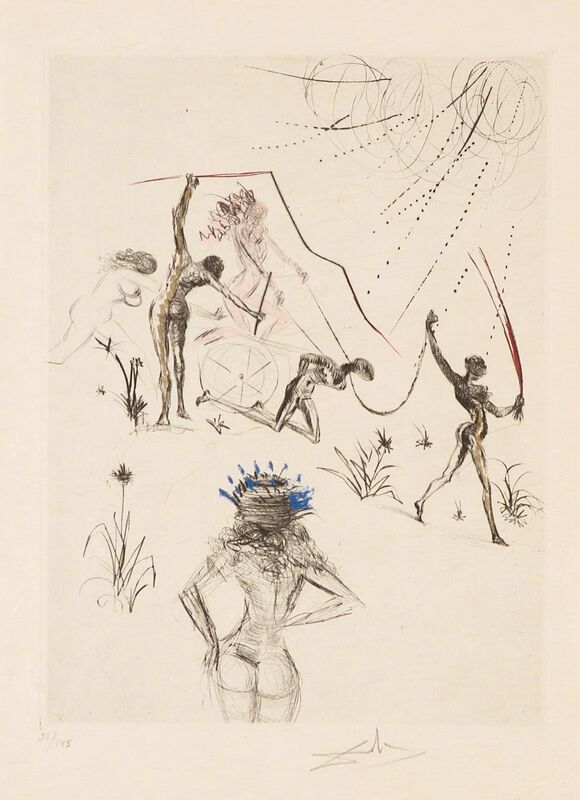 Salvador Dalí, ‘Negresses (Venus in Furs)’, 1969, Print, Hand-signed drypoint on Japon with watercolor, Martin Lawrence Galleries