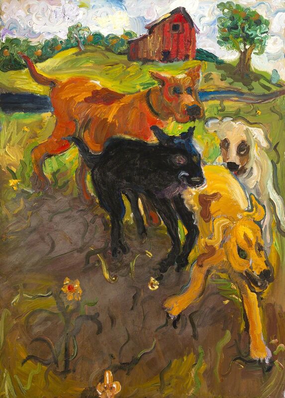 Chuck Connelly, ‘Four Running Dogs ’, 1993, Painting, Oil on Canvas, InLiquid