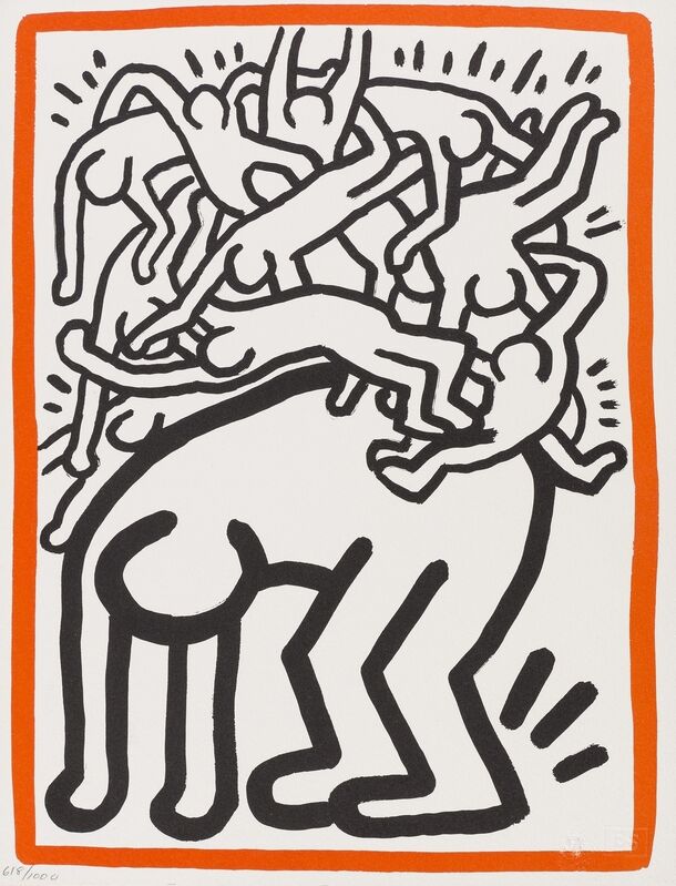 Keith Haring, ‘Fight Aids Worldwide (See Littmann page 168)’, 1990, Print, Lithograph printed in colours, Forum Auctions