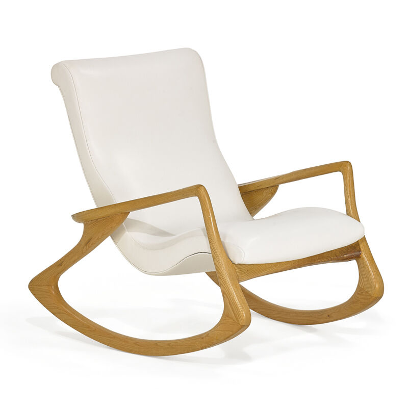 Vladimir Kagan, ‘Contour rocking chair, New York’, Design/Decorative Art, Sculpted oak, leather, Rago/Wright/LAMA