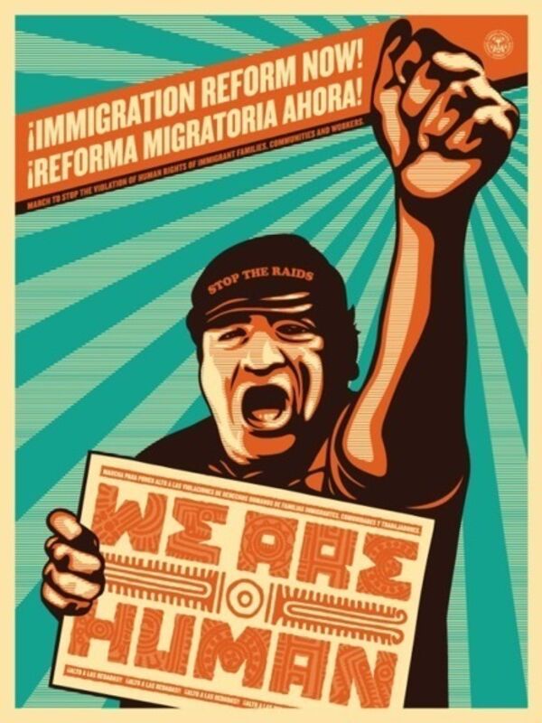 Shepard Fairey, ‘Immigration Reform NOW’, 2009, Print, Screenprint, Art for ACLU Benefit Auction