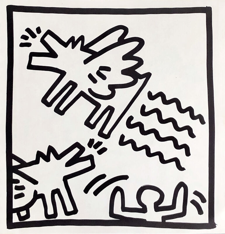 Keith Haring, ‘Keith Haring (untitled) Flying Dogs lithograph 1982 ’, 1982, Print, Offset lithograph, Lot 180 Gallery