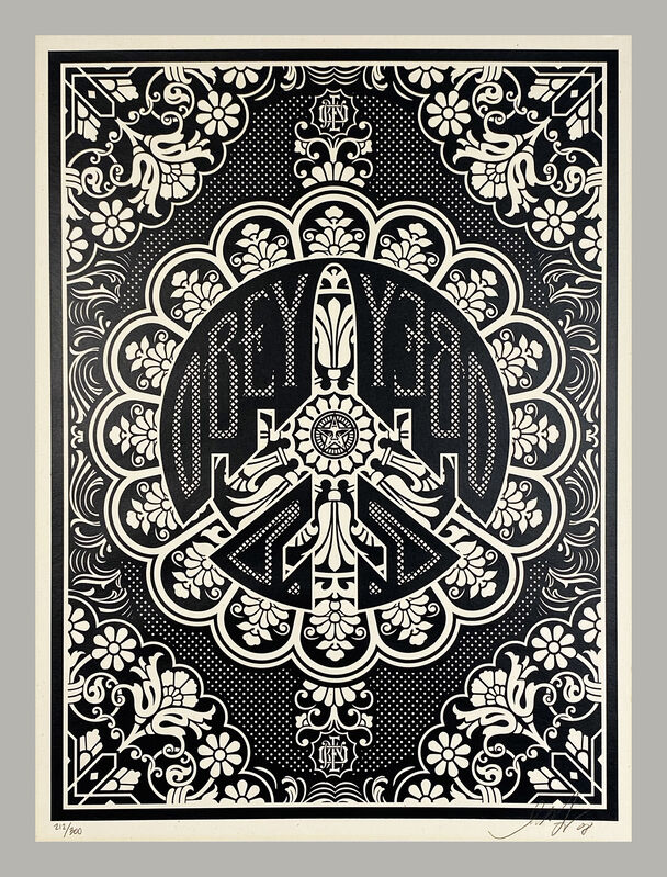 Shepard Fairey, ‘'Peace Bomber' (black)’, 2008, Print, Screen print on cream, Speckletone fine art paper., Signari Gallery