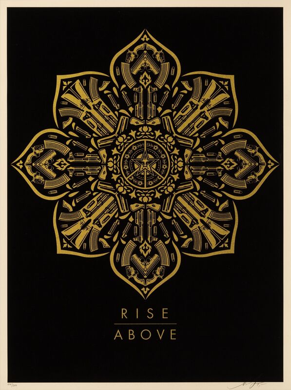 Shepard Fairey, ‘Rise Above’, 2015, Print, Screenprint in colors on speckled cream paper, Heritage Auctions